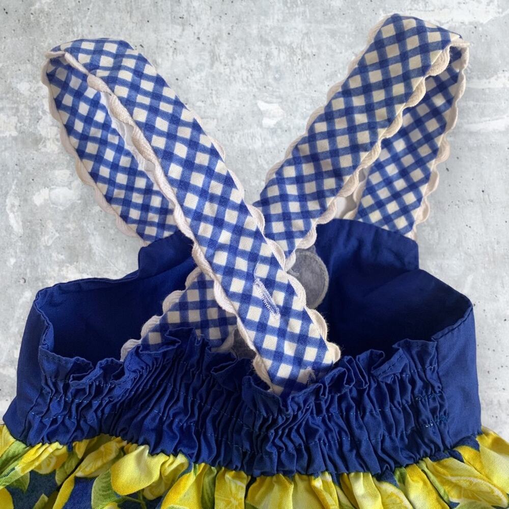 Easter Dress Size 2T Lemon 🍋 Polka Dot Cotton Dress Letter L - Picture 6 of 10